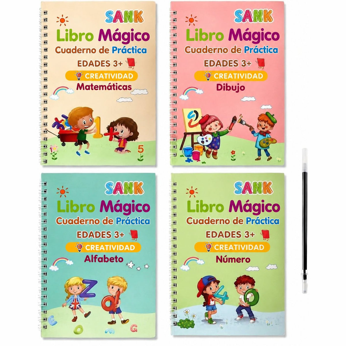 situation — Cuadernos Mágicos de Caligrafía Reutilizables – Lote de 4