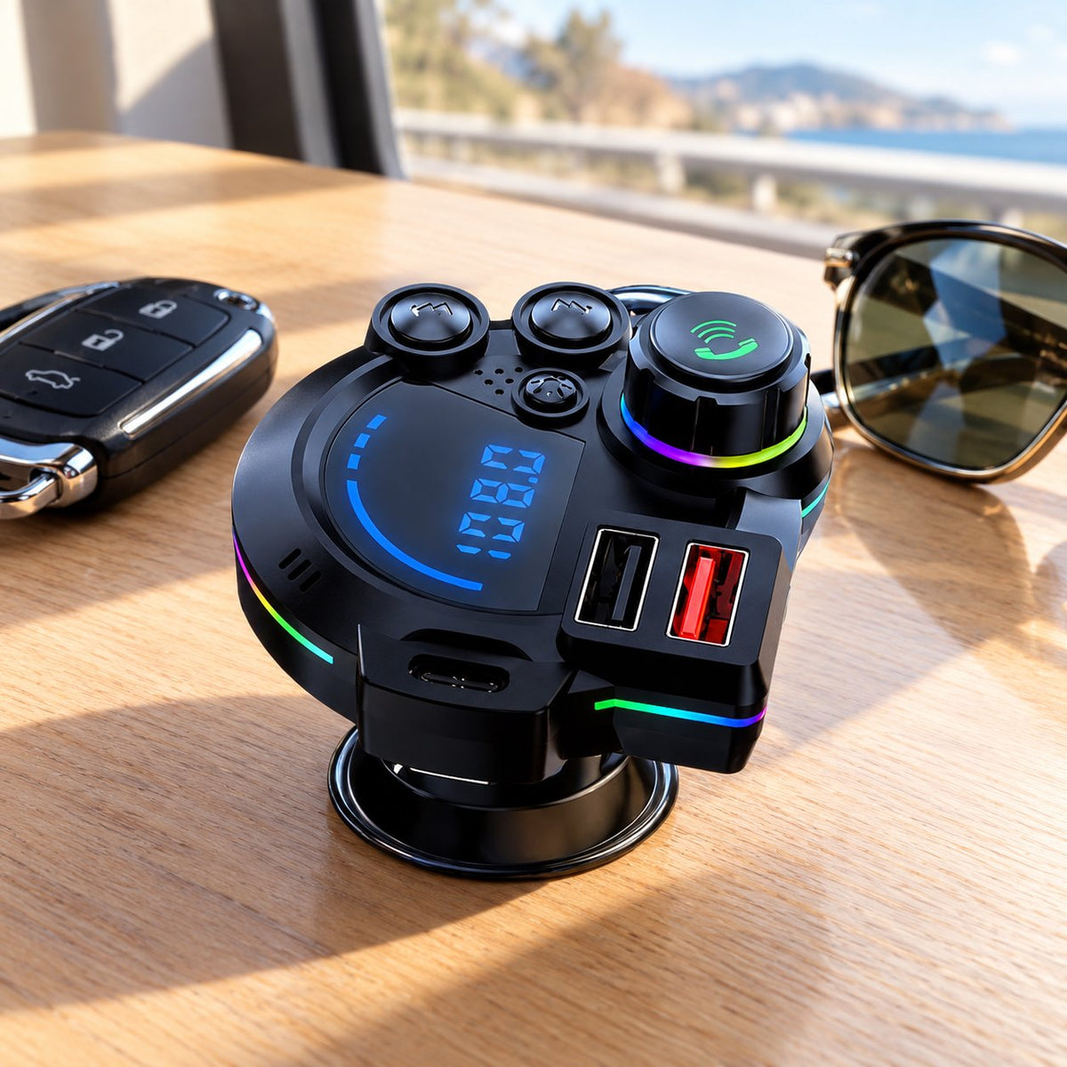 situation — Transmisor FM Bluetooth 5.3 para coche con carga rápida doble QC3.0 + PD 20W