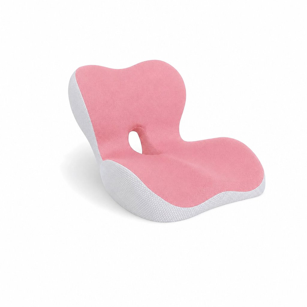 couleur Doble rosa — Cojín Ergonómico con Respaldo Lumbar – Asiento y Respaldo de Espuma Viscoelástica en una Sola Pieza