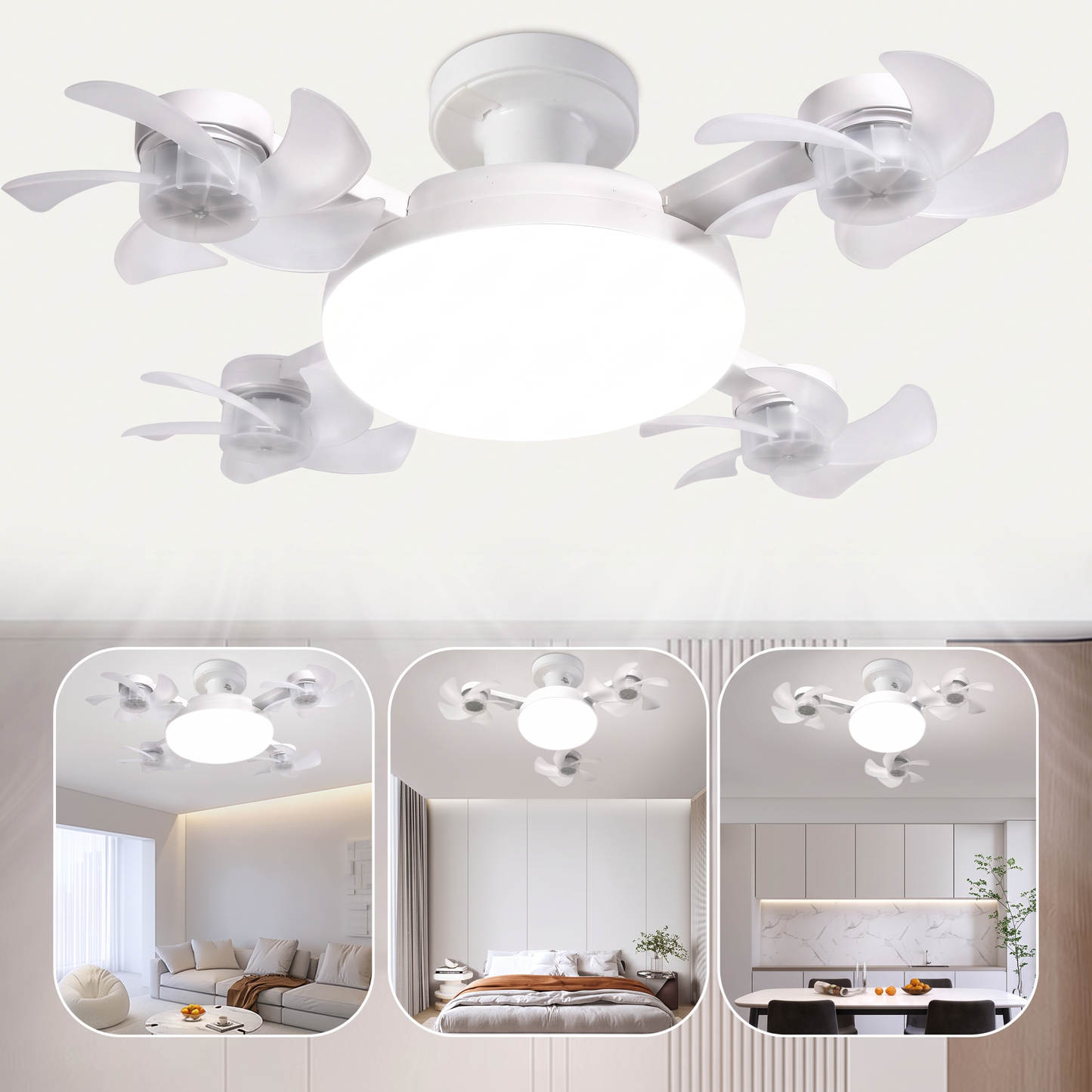 AeroLume™ — Plafón LED con 4 Ventiladores Orientables