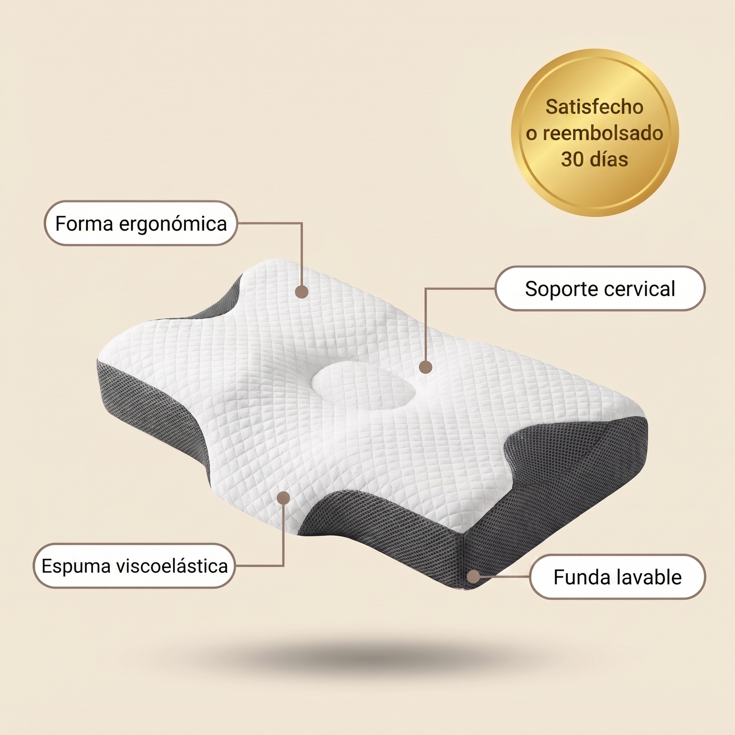 Almohada Cervical Ergonómica de Espuma Viscoelástica