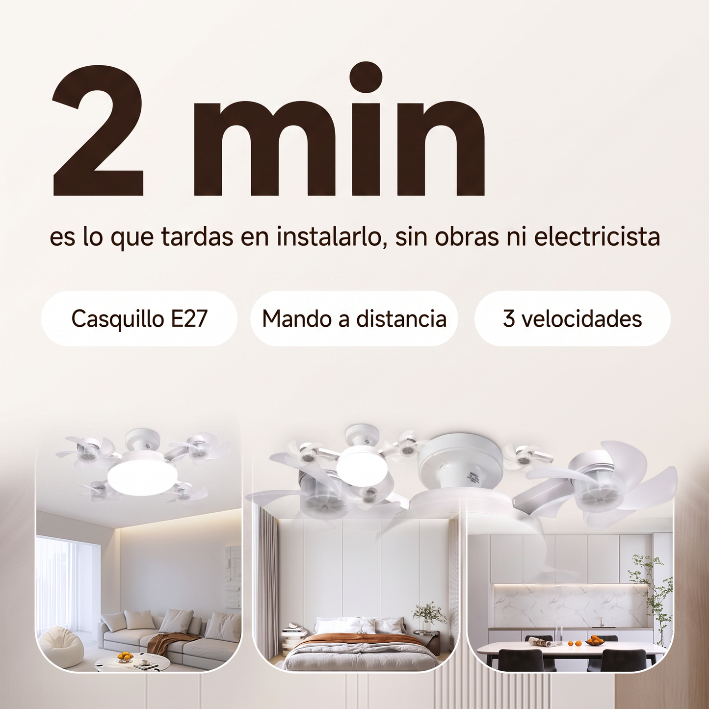 AeroLume™ — Plafón LED con 4 Ventiladores Orientables