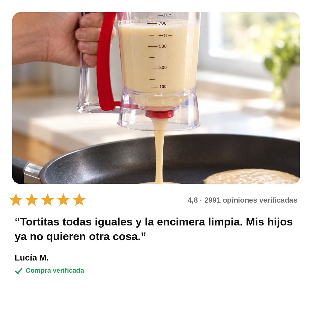 avis — Dispensador de Masa 900 ml – Tortitas, Cupcakes y Gofres sin Goteos
