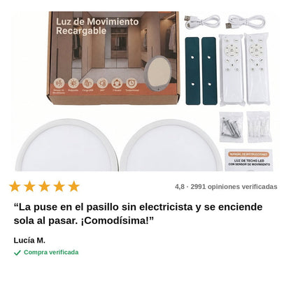 avis — Lámpara LED de Techo Recargable con Sensor de Movimiento