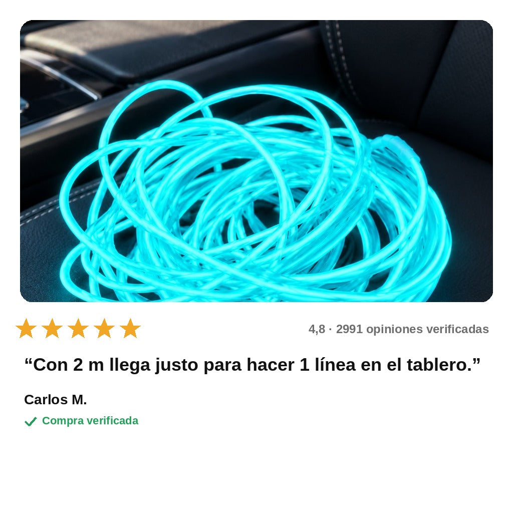 avis — Cable Neón Interior para Coche – 5 m USB