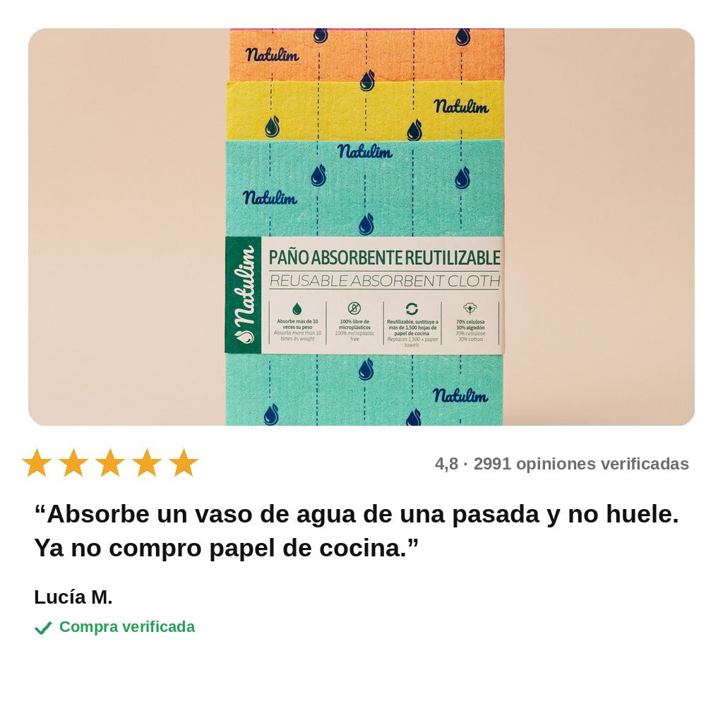 avis — Bayeta de Celulosa Reutilizable – Pack de 8