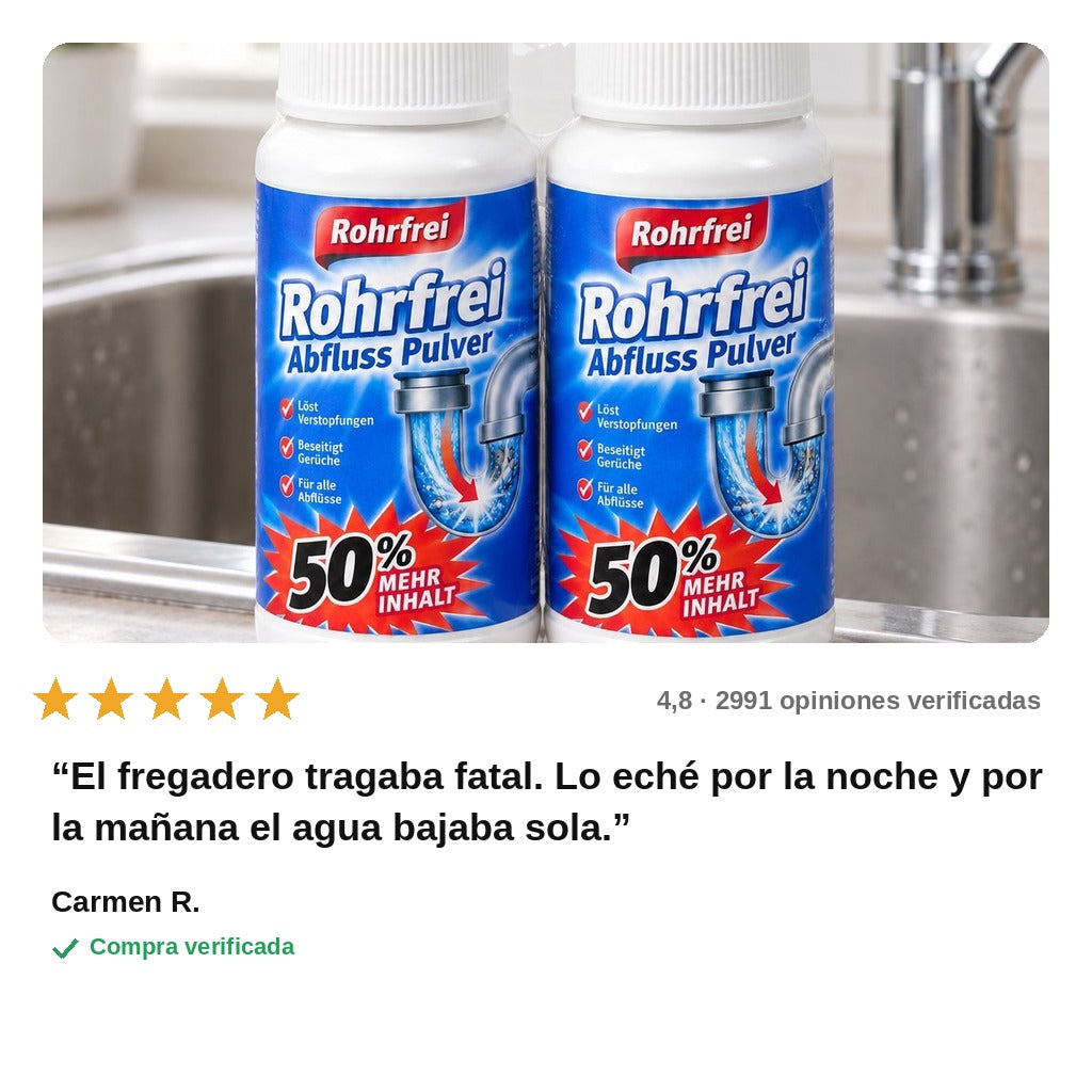 avis — FlujoLimpio™ – Polvo Desatascador de Tuberías