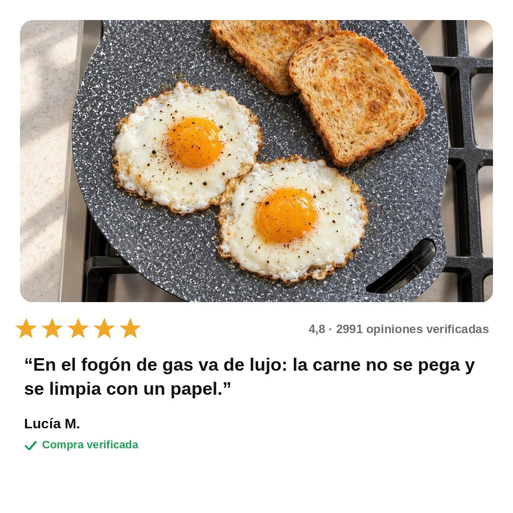 avis — PlanchaLuna™ – Plancha Redonda Antiadherente de Granito para Fogón de Gas