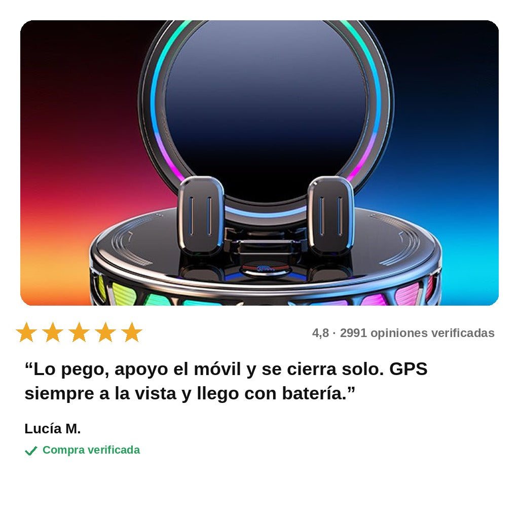 avis — LumiGrip™ – Soporte de Móvil para Coche con Cierre Automático, Carga Inalámbrica 15 W y Luz RGB