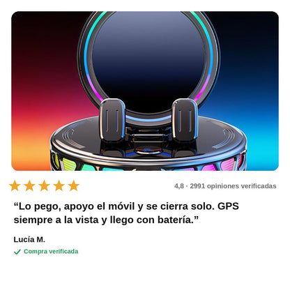 avis — LumiGrip™ – Soporte de Móvil para Coche con Cierre Automático, Carga Inalámbrica 15 W y Luz RGB
