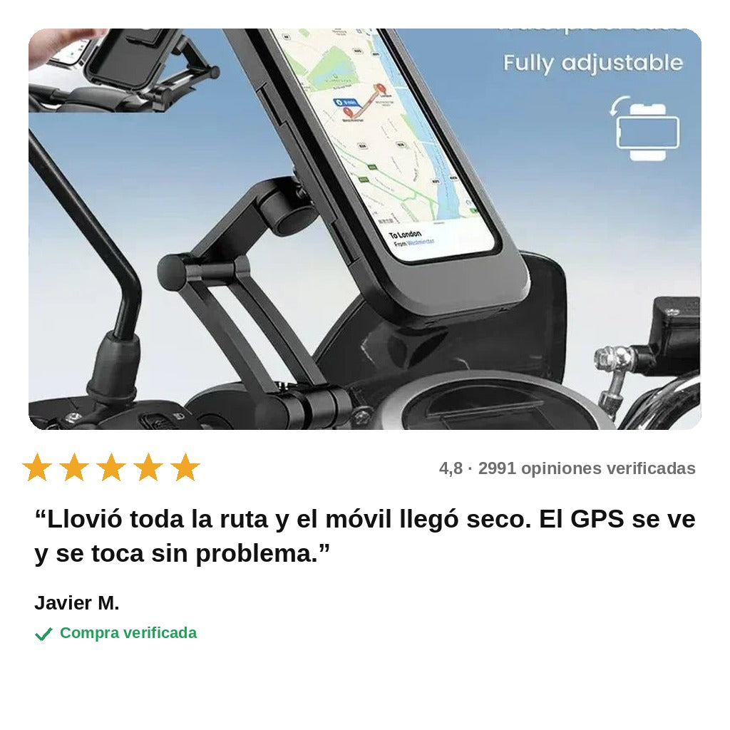 avis — RutaFija™ – Soporte de Móvil Estanco para Moto y Bici, Giro 360°