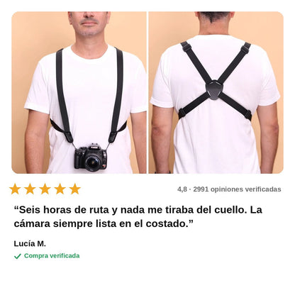 avis — SendaFlex™ – Arnés manos libres para cámara y prismáticos