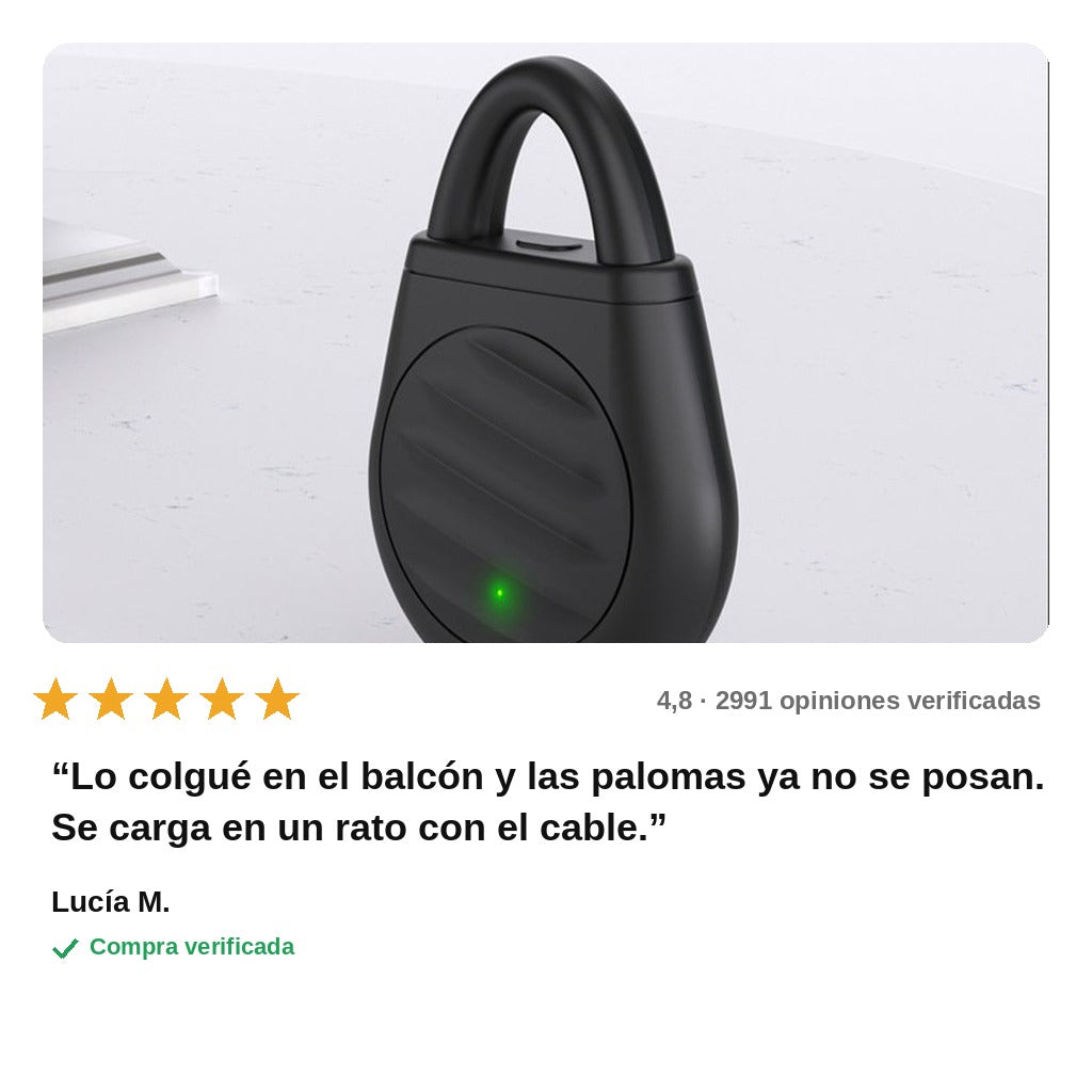 avis — AlaStop™ – Ahuyentador ultrasónico de aves portátil y recargable