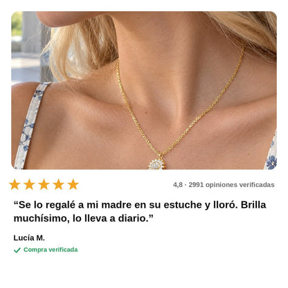 avis — SolBrillo™ – Collar Girasol Dorado con Circonitas