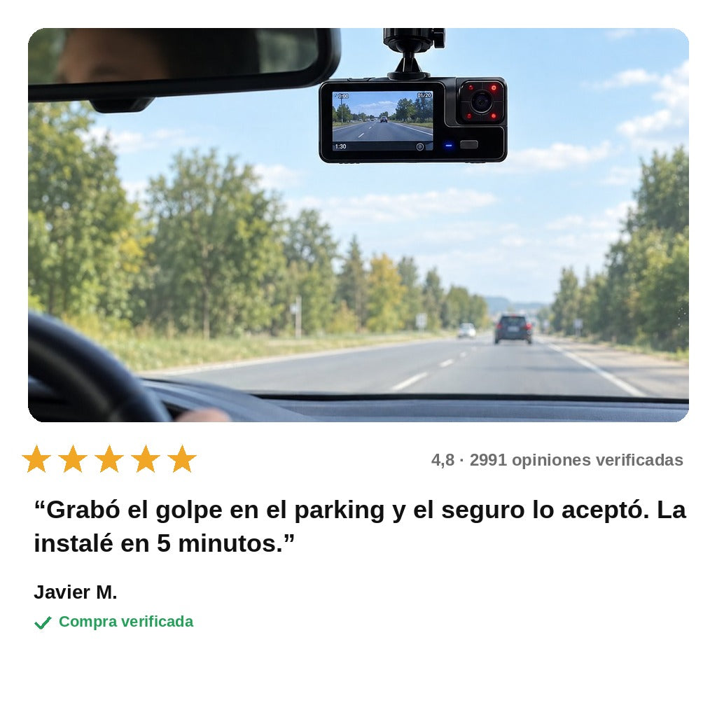 avis — Cámara de coche 1080P – frontal + interior con visión nocturna