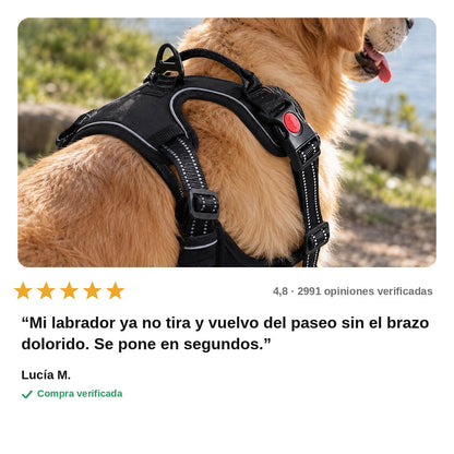 avis — PaseoFirme™ Arnés Antitirones para Perro – Reflectante con Asa de Control