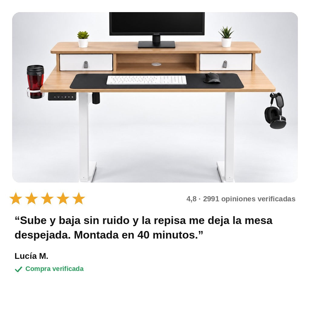 avis — Escritorio Elevable Eléctrico con Repisa 120 × 60 cm