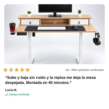 avis — Escritorio Elevable Eléctrico con Repisa 120 × 60 cm