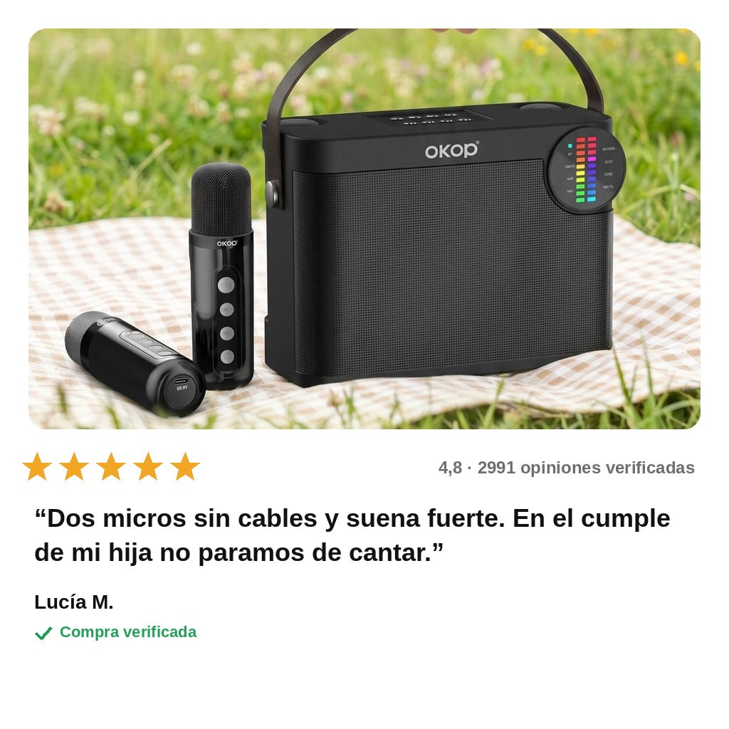 avis — Altavoz Karaoke Bluetooth con 2 Micrófonos Inalámbricos