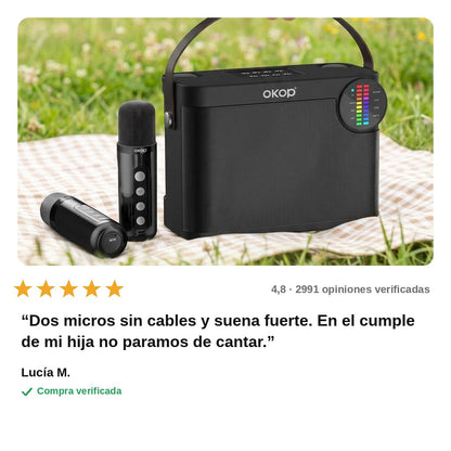 avis — Altavoz Karaoke Bluetooth con 2 Micrófonos Inalámbricos