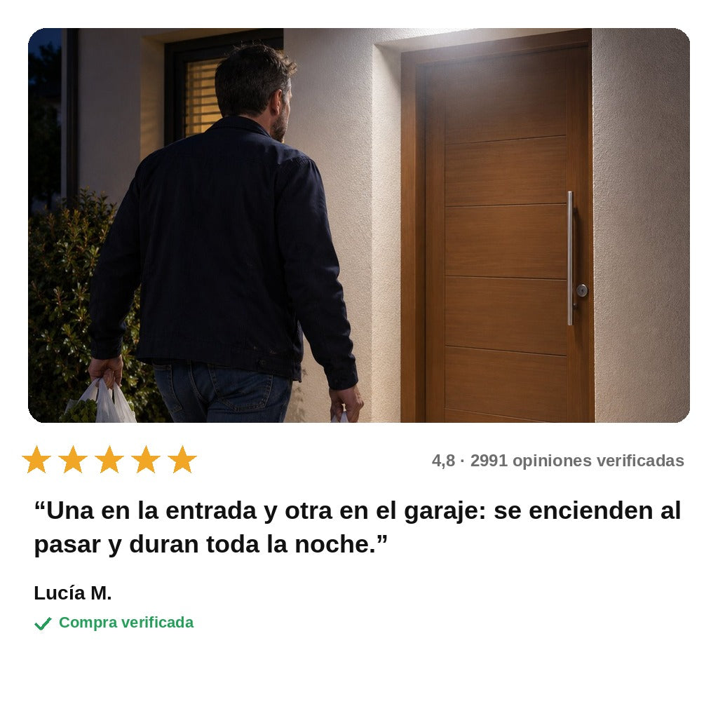 avis — LumiSol™ – Lámpara Solar LED con Sensor de Movimiento, Sin Cables, IP65