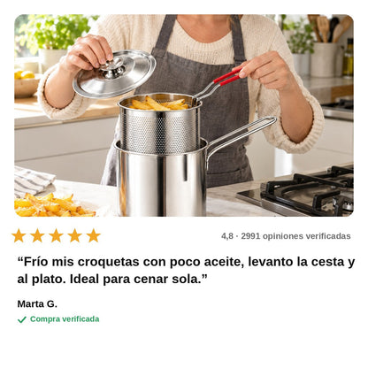 avis — Olla Freidora Mini de Acero Inoxidable 304 con Cesta Escurridora