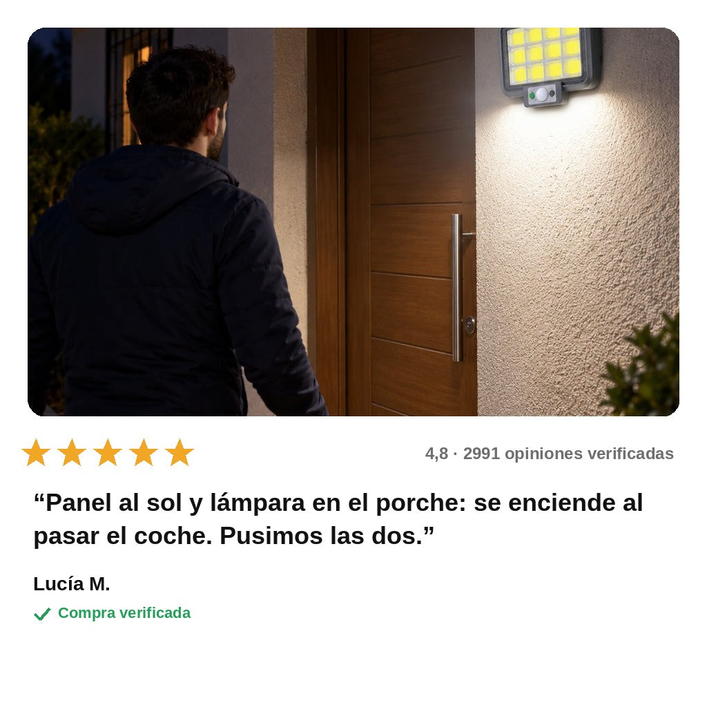 avis — Lámpara Solar de Pared con Panel Separado y Sensor de Movimiento