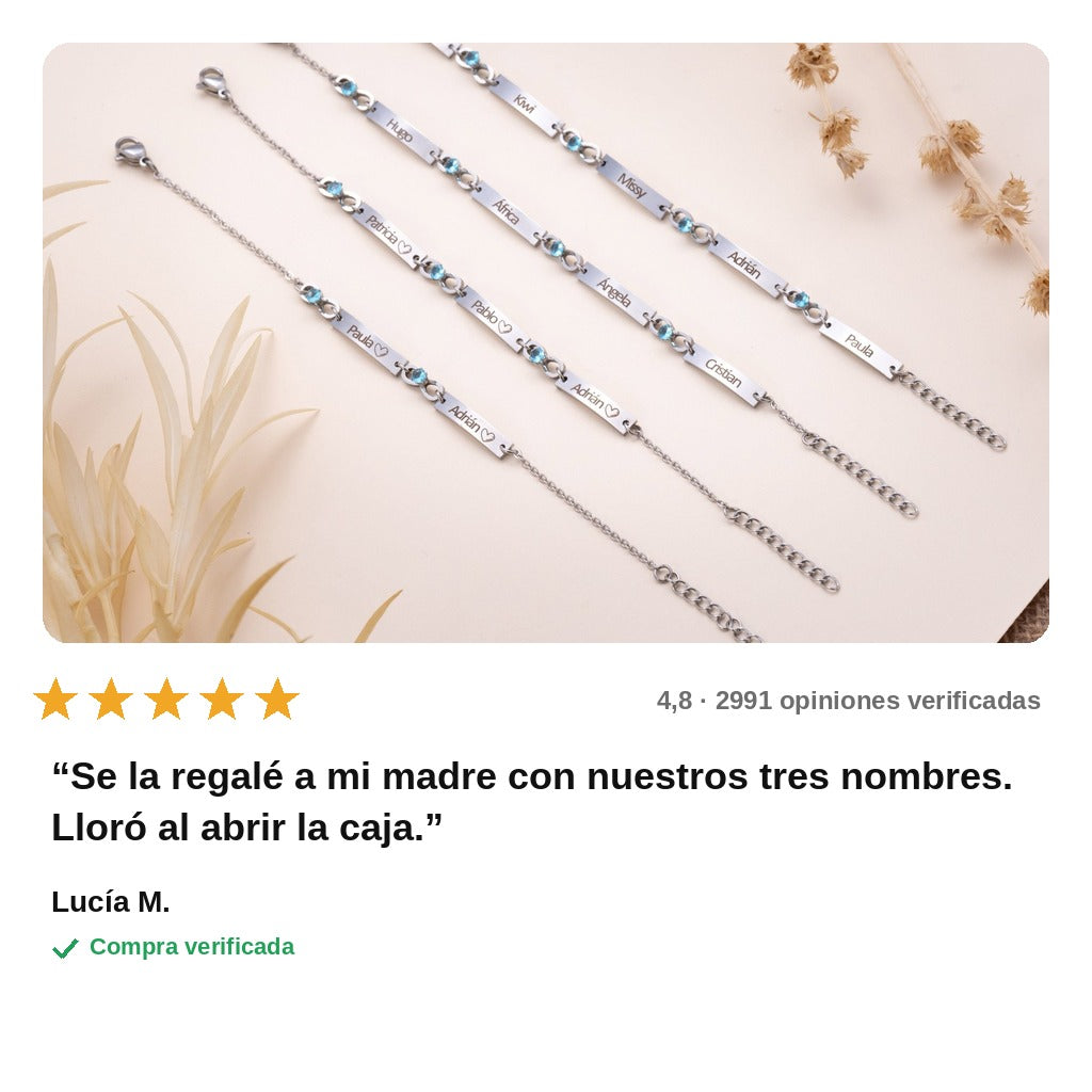 avis — Pulsera Infinito Personalizada con 3 Nombres – Acero Inoxidable Plateado