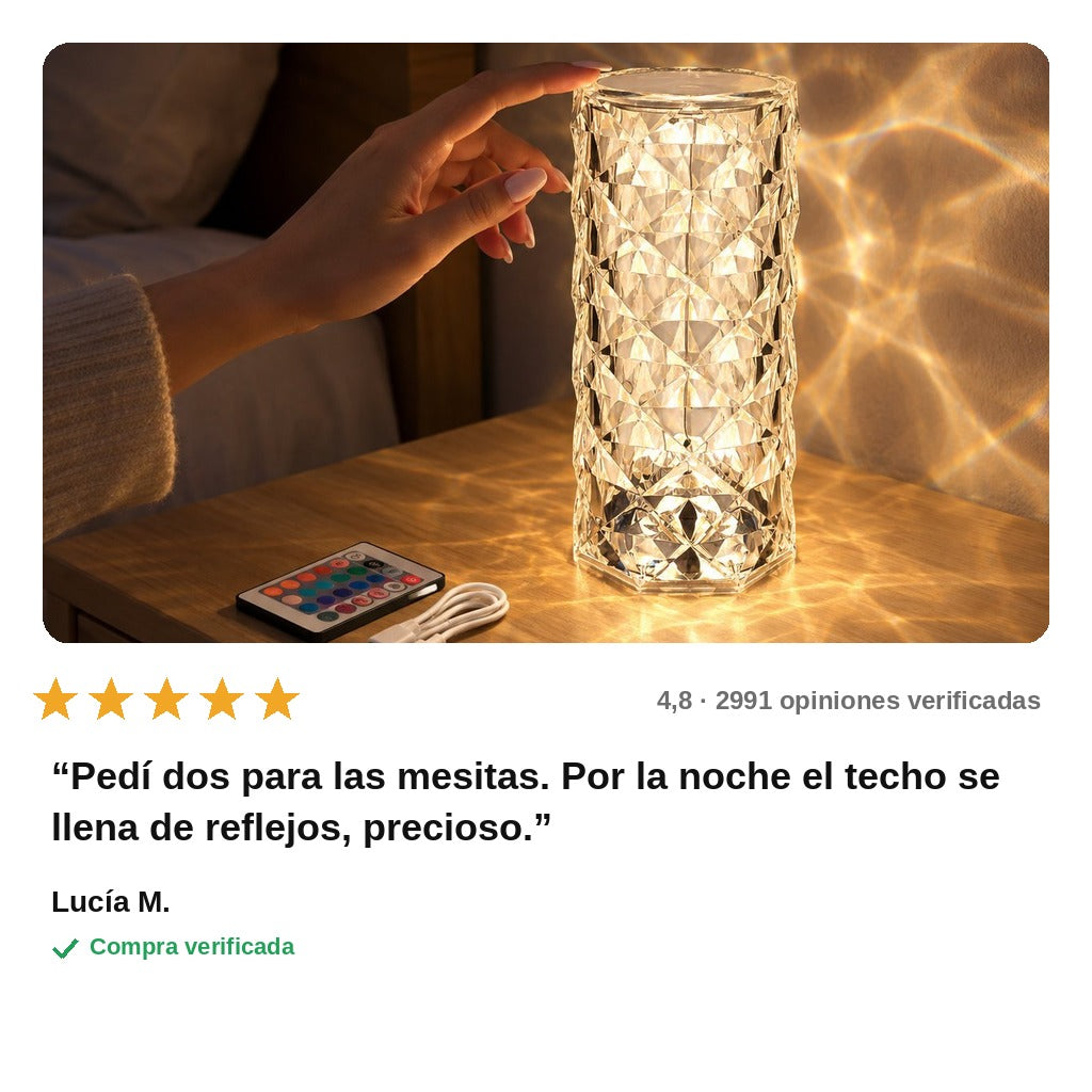 avis — LumiCristal™ – Lámpara LED de Cristal Acrílico con Mando a Distancia