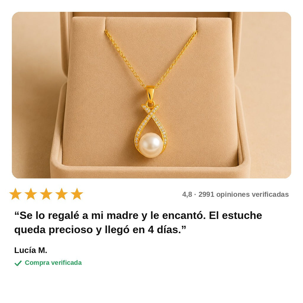 avis — Conjunto Perla Áurea™ – Collar con Colgante en Gota y Pendientes a Juego