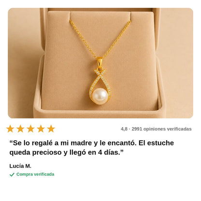 avis — Conjunto Perla Áurea™ – Collar con Colgante en Gota y Pendientes a Juego