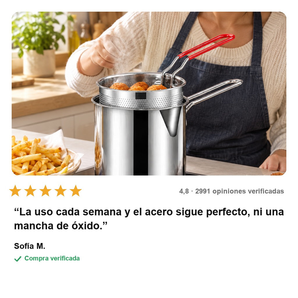 avis — InoxFry™ – Olla Freidora de Acero Inoxidable con Cesta Extraíble