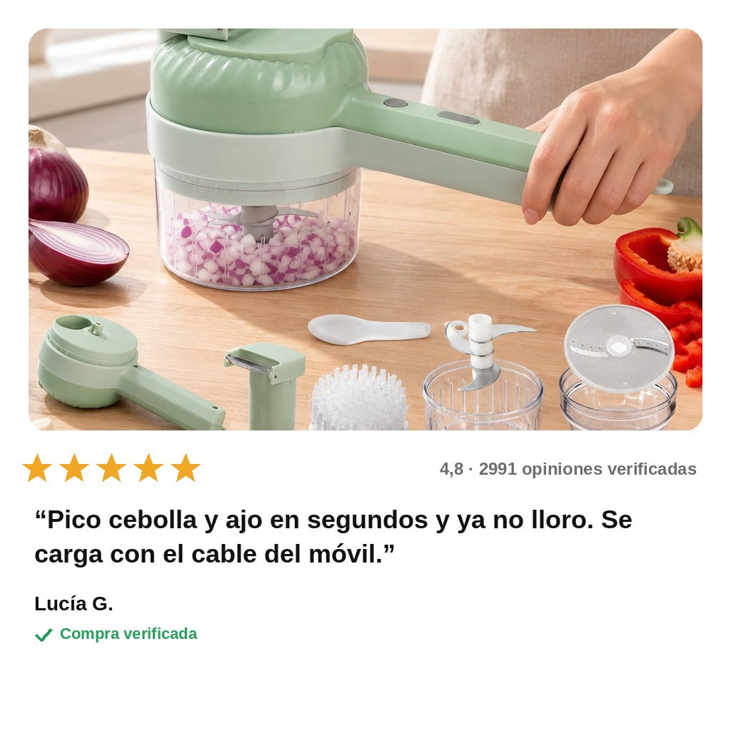 avis — Cortador Eléctrico de Verduras 4 en 1 – Inalámbrico y Recargable