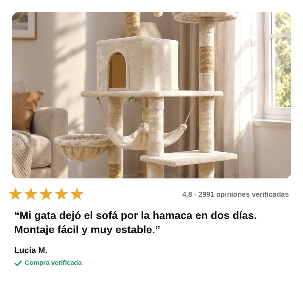avis — Árbol para gatos con hamaca, cueva y postes rascadores de sisal