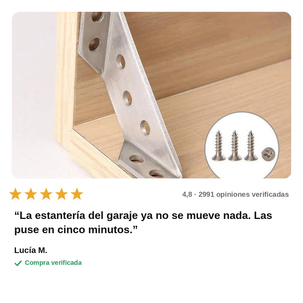 avis — Escuadras esquineras de acero inoxidable con tornillos – Refuerzo de muebles 90°