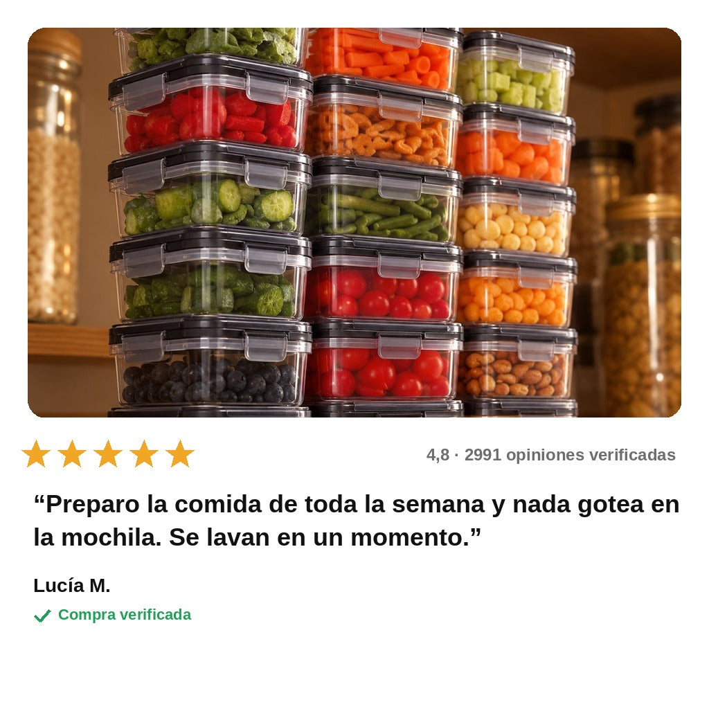 avis — Set de 24 Recipientes Herméticos con Tapa – Plástico Transparente sin BPA