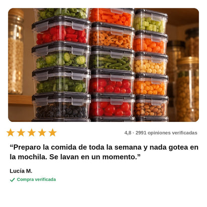 avis — Set de 24 Recipientes Herméticos con Tapa – Plástico Transparente sin BPA