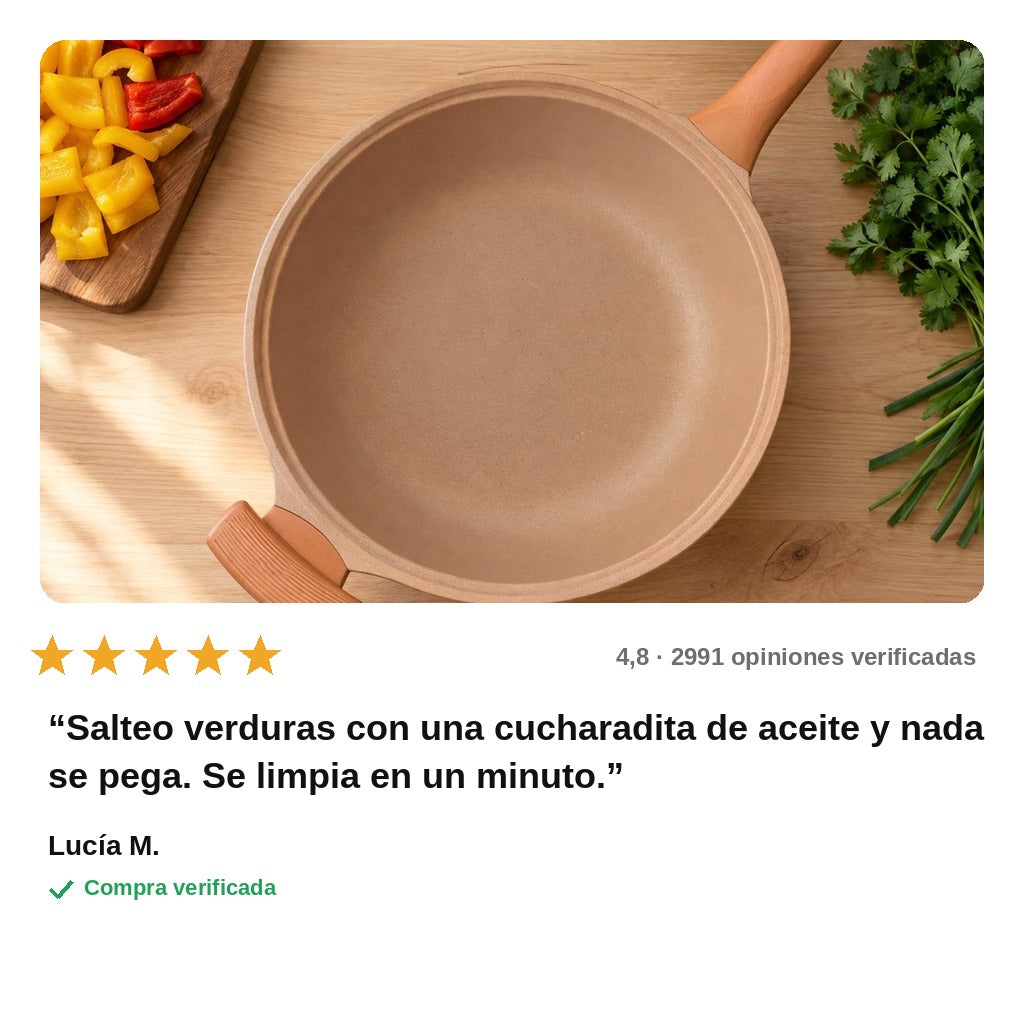 avis — Wok Antiadherente Efecto Arcilla 32 cm