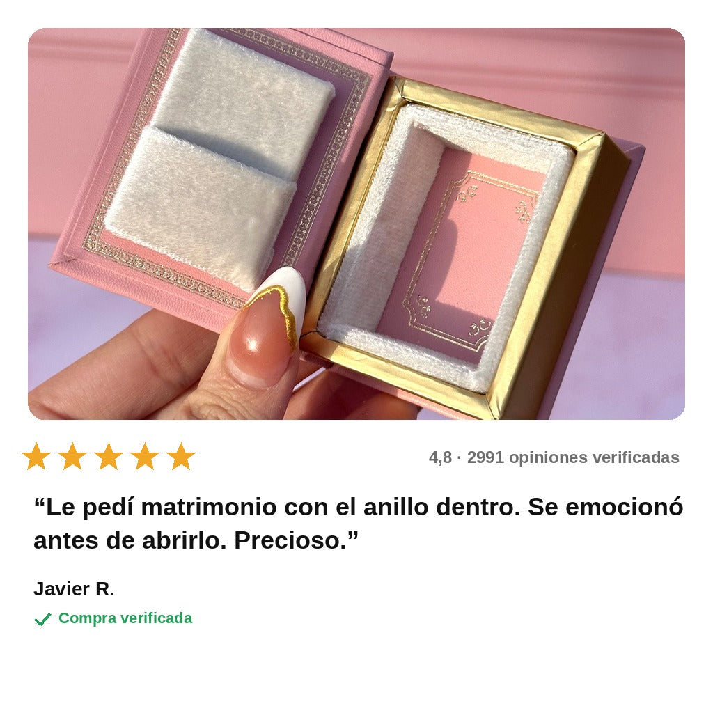 avis — Estuche Libro Rosa – Caja para Anillo o Collar en Forma de Libro