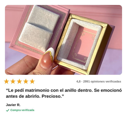 avis — Estuche Libro Rosa – Caja para Anillo o Collar en Forma de Libro