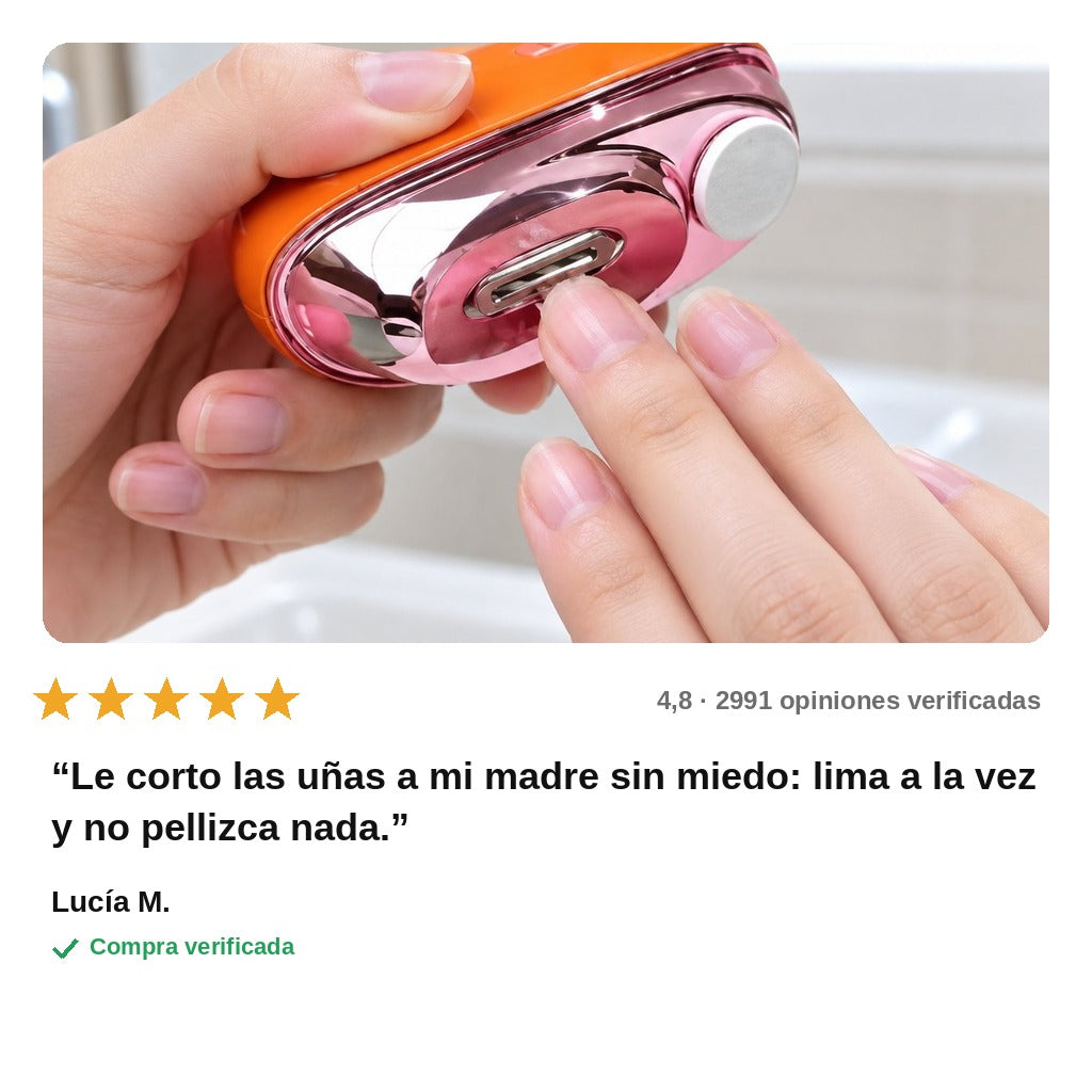 avis — Cortaúñas Eléctrico 2 en 1 con Lima y Luz LED – Corta y Lima sin Pellizcos