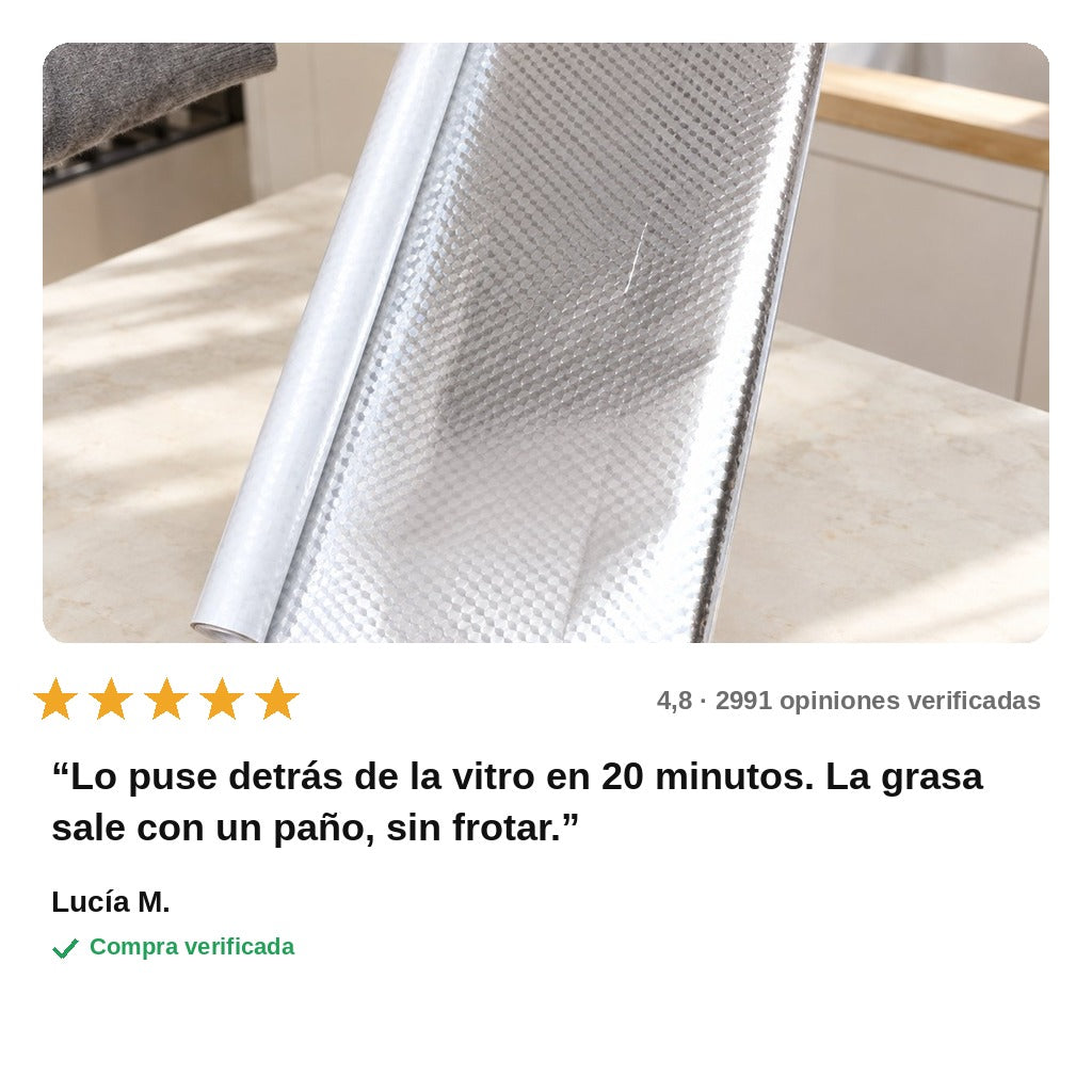 avis — Papel Adhesivo de Aluminio para Cocina – Antigrasa e Impermeable