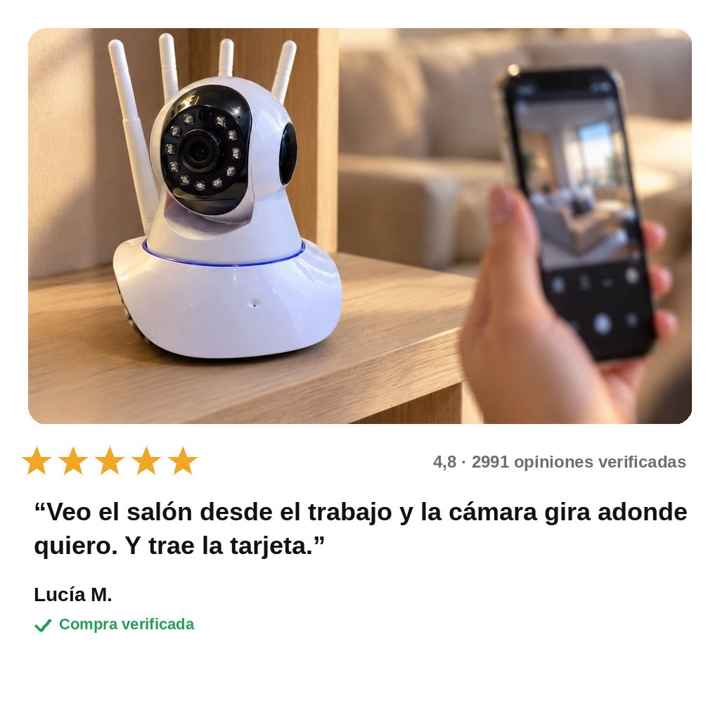 avis — GiroVista™ – Cámara WiFi Motorizada de Interior con Tarjeta microSD 64 GB de Regalo