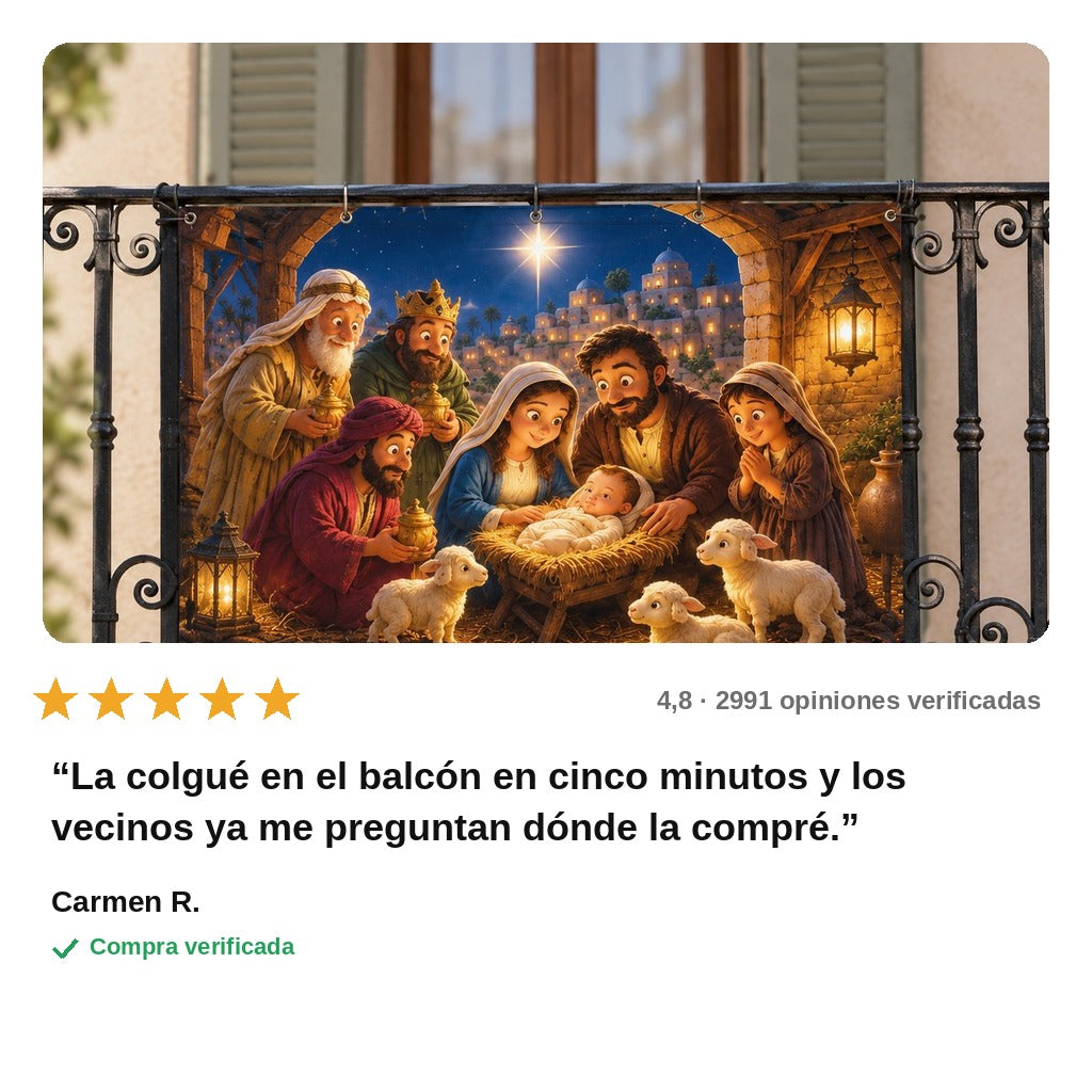 avis — Balconera de Navidad Belén – Sagrada Familia y Reyes Magos, 3 medidas