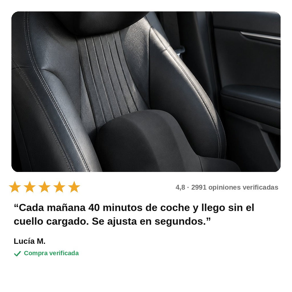 avis — ErgoRuta™ – Kit Cojín Lumbar + Reposacabezas Cervical para Coche