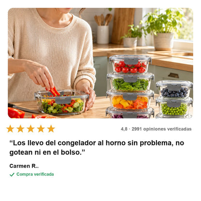 avis — VidraLock™ – Set de 5 Recipientes de Vidrio Herméticos con Cierre a Presión