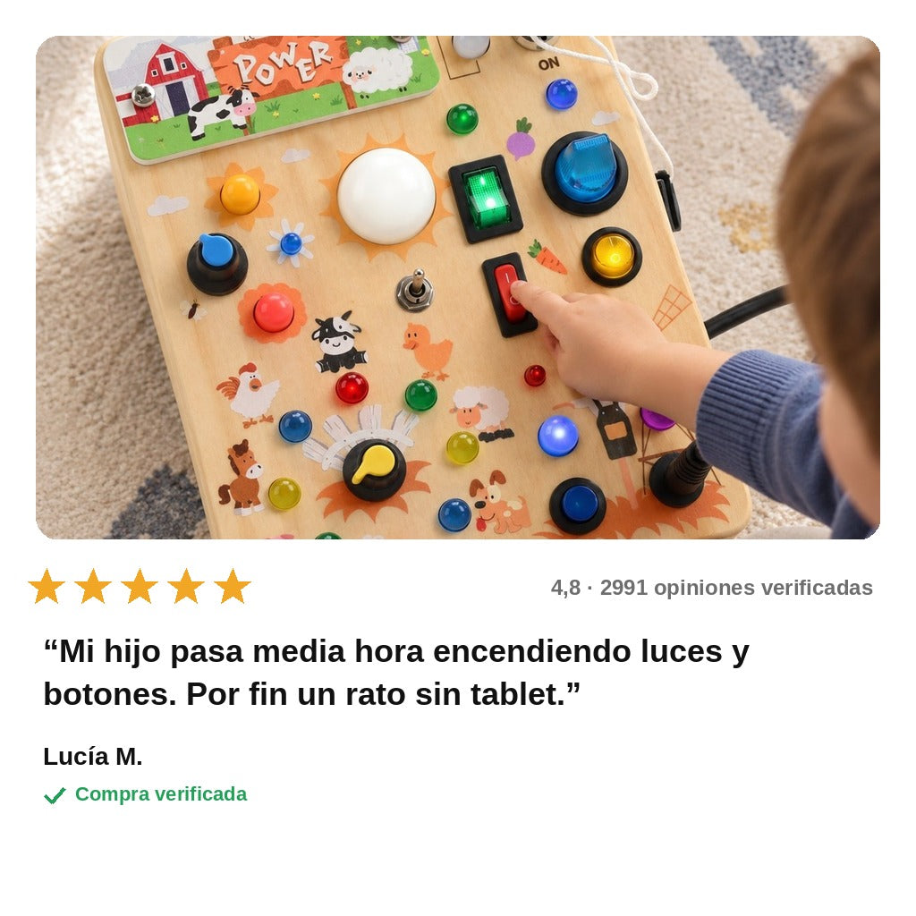 avis — LuciTablero™ – Tablero Sensorial Montessori de Madera con Luces