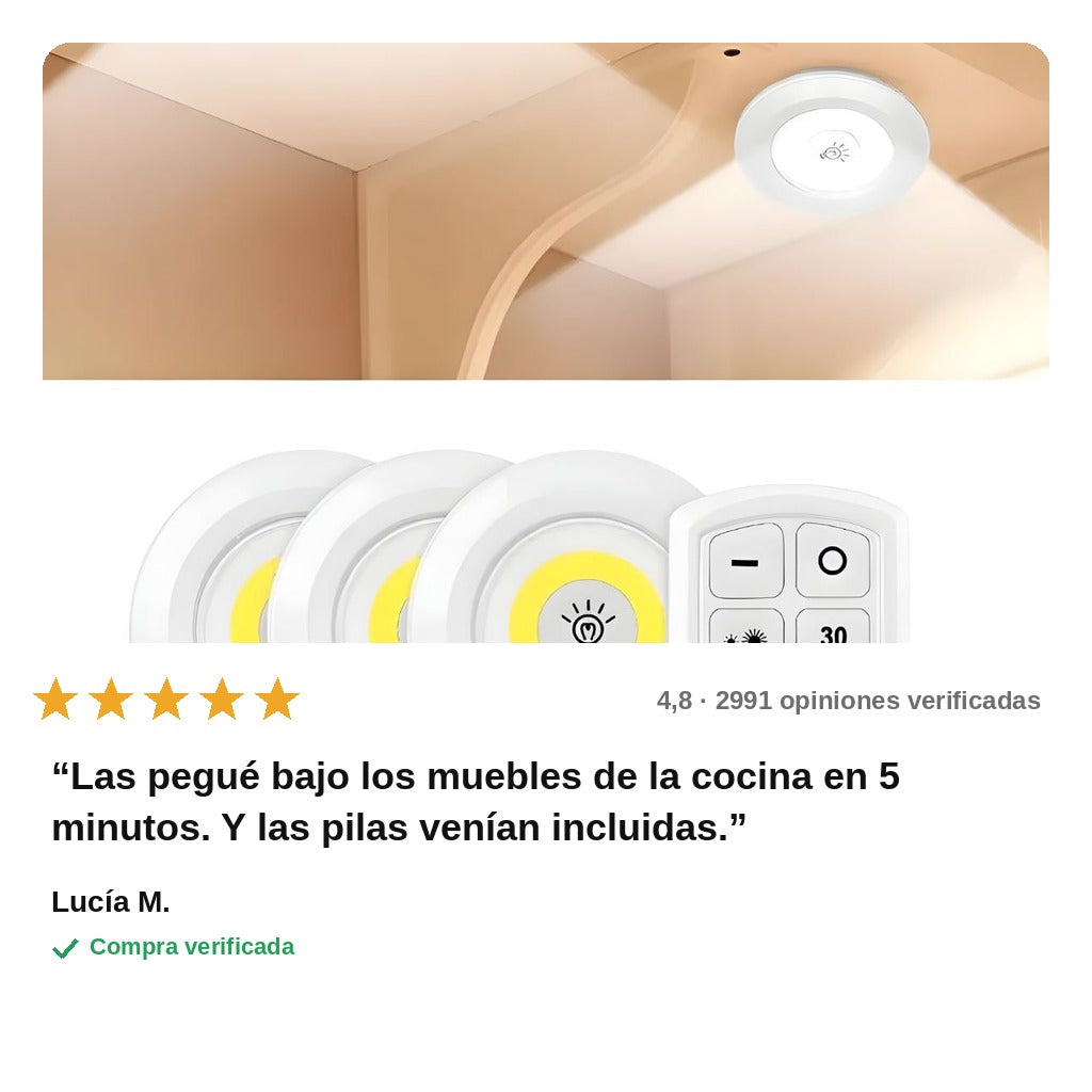 avis — Luces LED Inalámbricas con Mando a Distancia – Set de 3