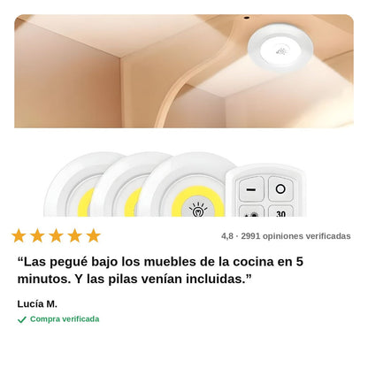 avis — Luces LED Inalámbricas con Mando a Distancia – Set de 3
