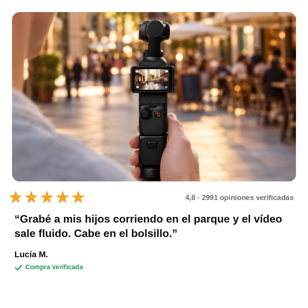 avis — Cámara Gimbal de Bolsillo con Estabilizador Integrado – Kit con Empuñadura y Mini Trípode